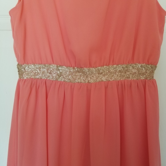 Miami brand Chiffon Fit and Flare Prom Dress with sequins at waist Medium - Picture 2 of 6